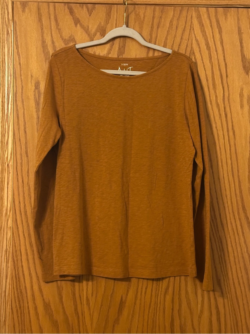 J Crew Artist T - Women’s Long Sleeve Crewneck Cotton Top in Rust - Size XL
